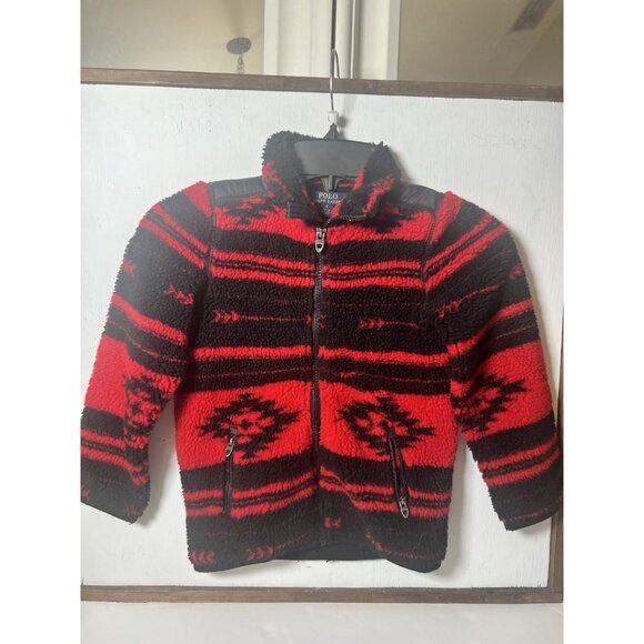 RALPH LAUREN AZTEC PRINT FLEECE JACKET KIDS CORE SZ 5 WESTERN COWBOY      Mm - Picture 1 of 7